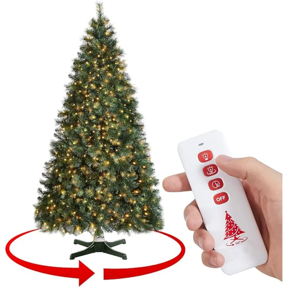 Lit Rotating Christmas Tree,500 LED Lights and 360-Degree Rotating Home Decorations.Suitable for Christmas outdoor decoration