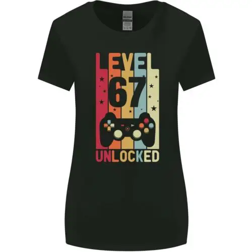 67th Birthday 67 Year Old Level Up Gamming Womens Wider Cut T-Shirt