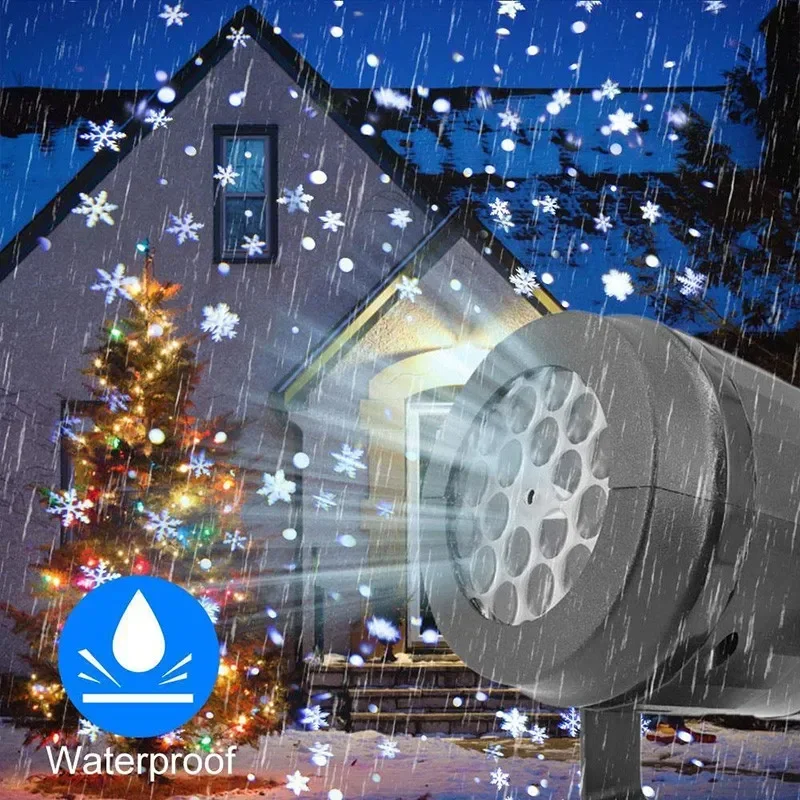 Proyector de luces navideñas para exteriores, lámpara de proyección Led impermeable, decoración de Navidad, luz láser de copo de nieve, luces de escenario para fiestas