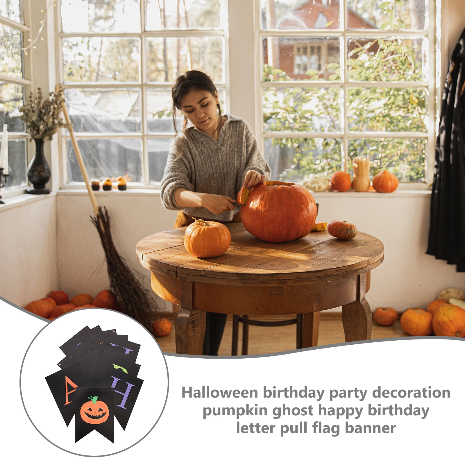 

Halloween Birthday Halloween Hanging Bunting 250g Card Plastic Foldable Decor Fireplace Window Party