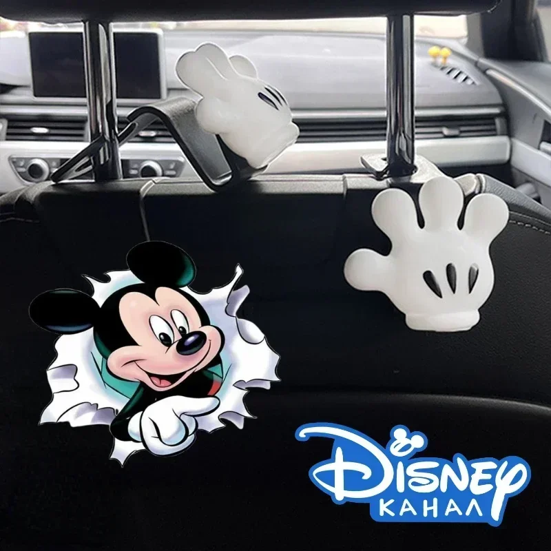 Disney Mickey Mouse Car Hooks Seat Back Car Supplies Storage Cartoon Multifunctional Decoration Mickey Hand Interior Chair Hooks