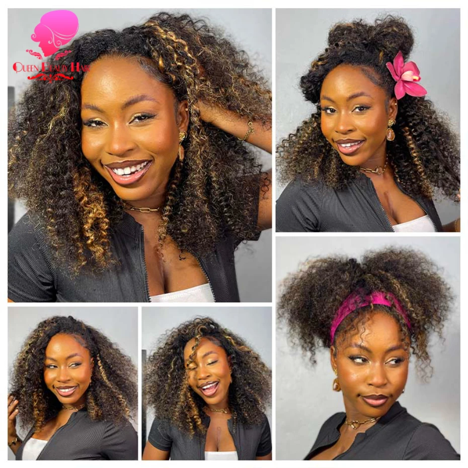 250 Dichte Afro Kinky Curly Halbperücke, doppelt gezogen, klebefrei, Echthaar, Remy Highlight Vietnamesische Echthaarperücke – Detail 10