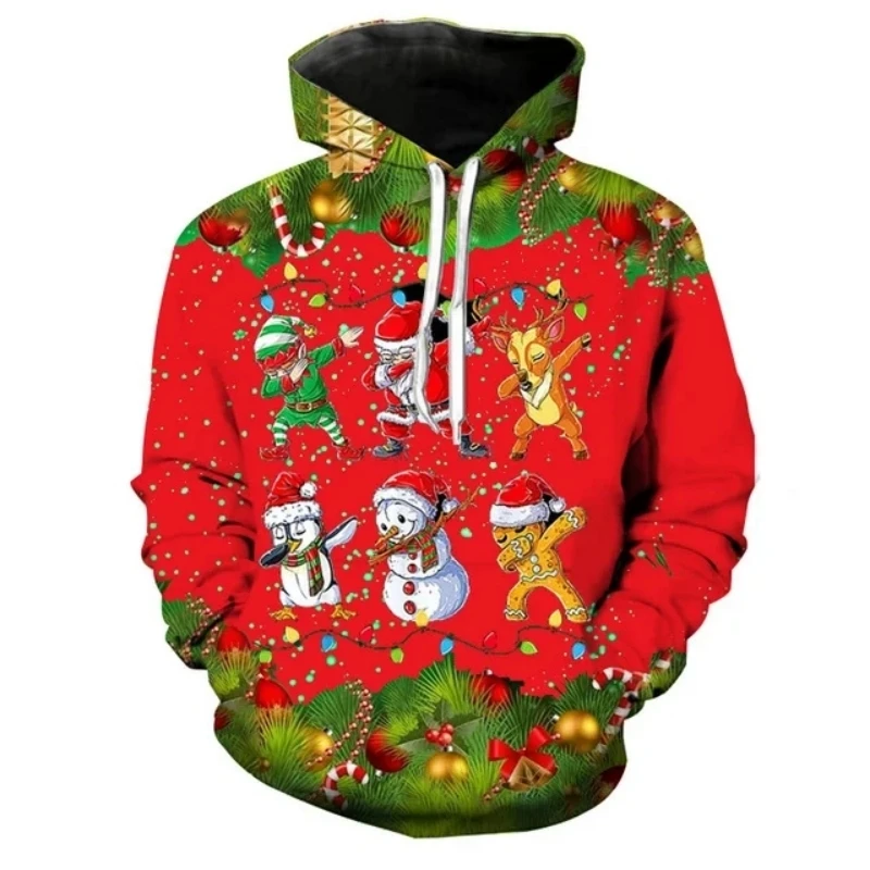 Christmas Men Hoodie Ugly New Year 3D Print Sweater Xmas Pullover Unisex Y2k Harajuku Funny Autumn Winter Plus Size Sweatshirts