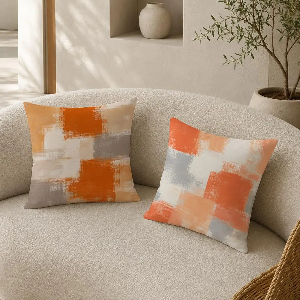 Warm Abstract Brush Pattern Cushion Cover Pillow Case plush Double-sided Print Square Covers Sofa Home Cushion
