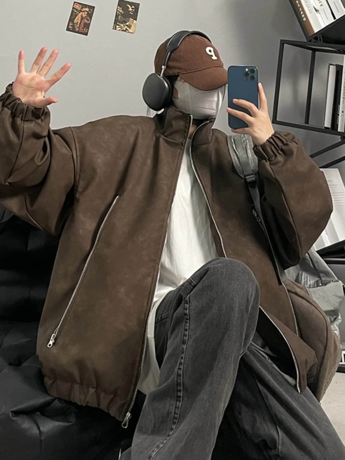 

Browan Leather Jaet Men's Trendy High-End Autumn Winter Cool Flight Jaet Cotton ort American Workwear Motorcycle Clothes