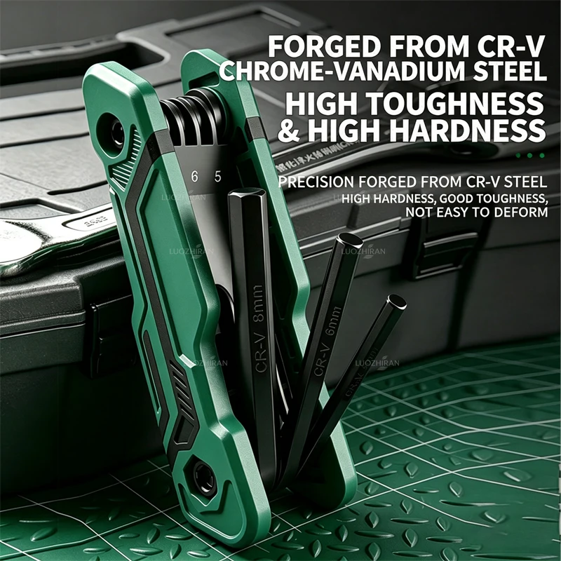 Industrial Grade Folding Wrench Set 8‑in‑1 Hexagon Torx Screwdriver Spanner for Bicycle Furniture Machinery Repair Hand Tools