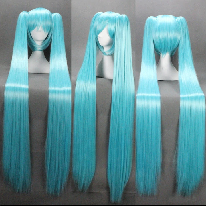 Float Art Hatsune Miku 120cm Blue Straight Cosplay cos wig animation camellia smoke powder water blue long hair double ponytail