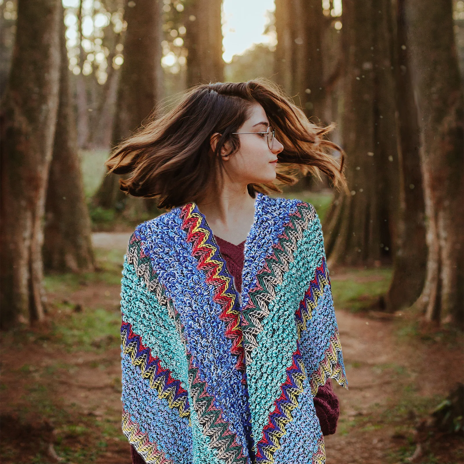 

Модный вязаный пончо-шарф для женщин: утепленная накидка в элегантном стиле бохо, универсальный элемент для многослойных образов, осенне-зимний элемент гардероба