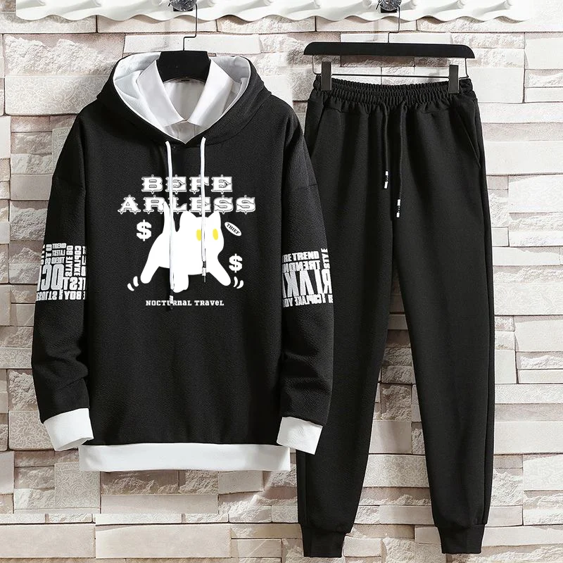 Summer Autumn Suits Hoodies Set Pants Pullover Hat Casual Clothing for Men Hood Print Sweaterhoodie Men New Top