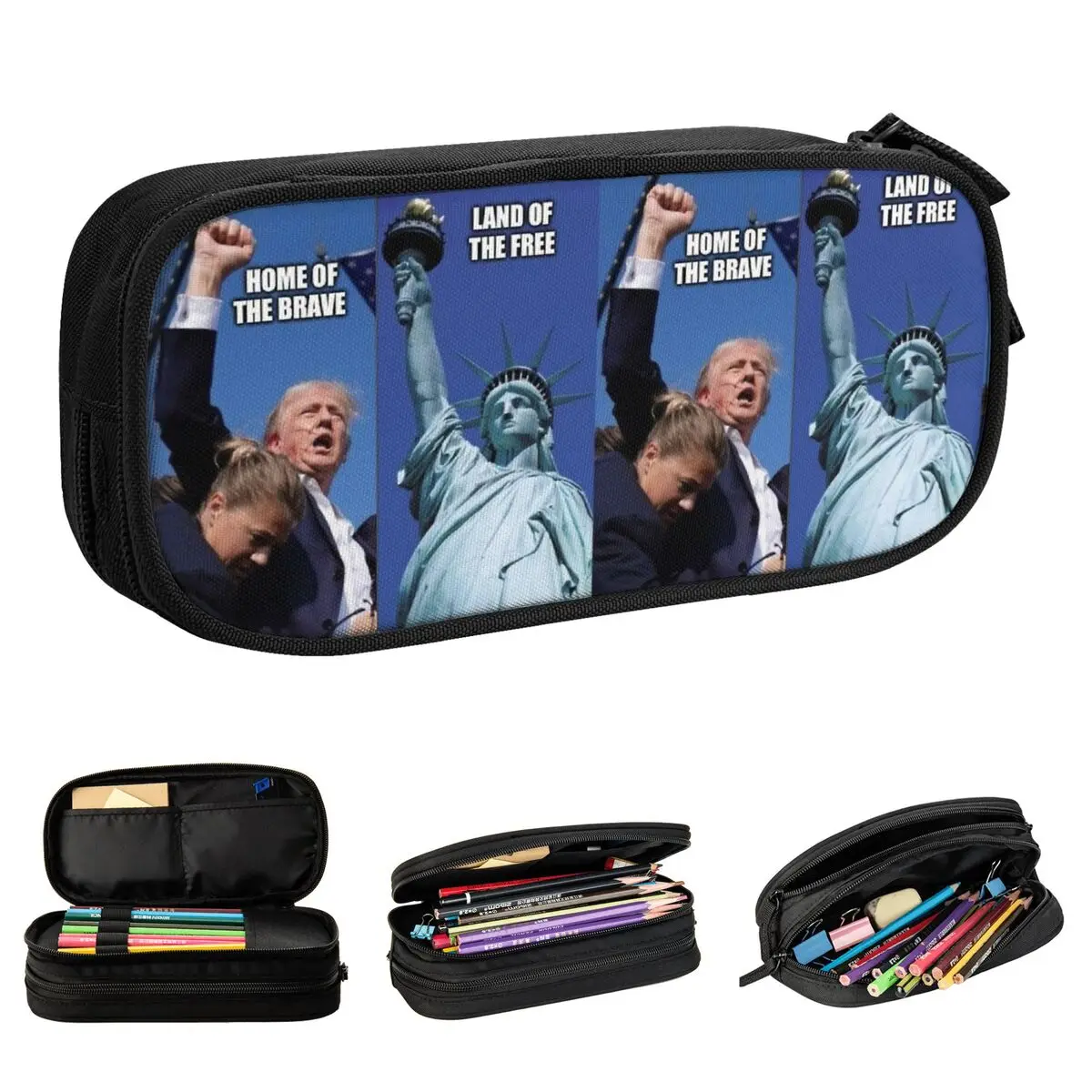 Pro Trump 2024 Election Freedom Fighter Next President Pencil Case Pen Box Bag Girls Boys Big Capacity Office Gift Pencilcases