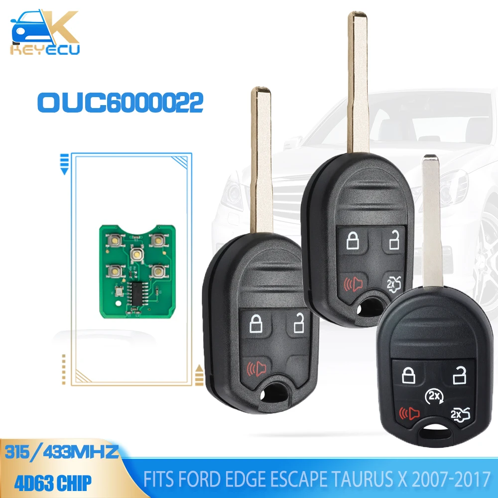 KEYECU OUC6000022 klucz zdalny 3/4/5B 315MHz/433MHz 4 d63 Chip Fob dla Ford Edge ucieczki Taurus X 2007 2008 2009 2010 2011 2012-2017