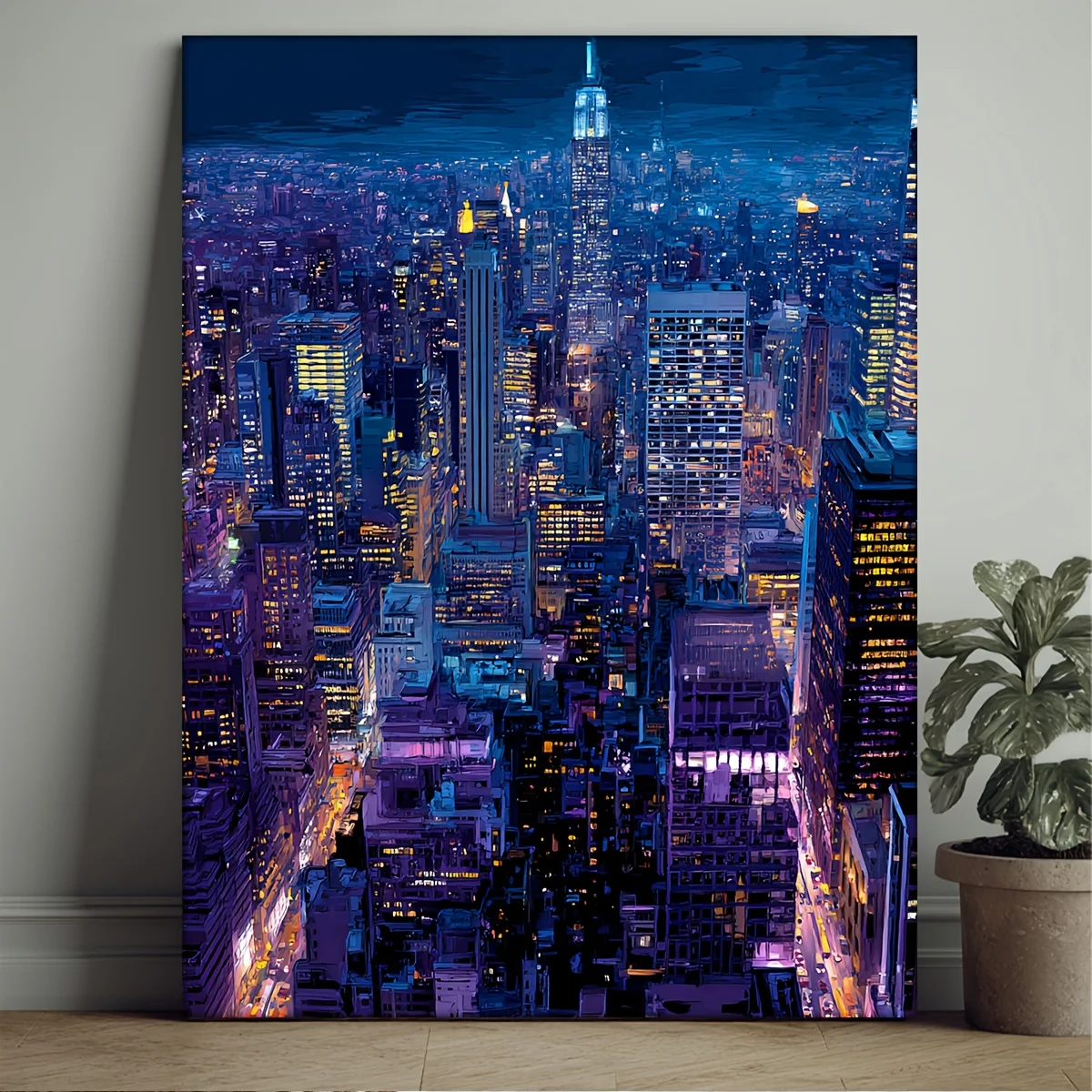 

500/1000/1200/2000PCS Puzzles for Adults Modern New York Skyline Purple Blue Design, Jigsaw Puzzles Brain Games Gifts Home Decor