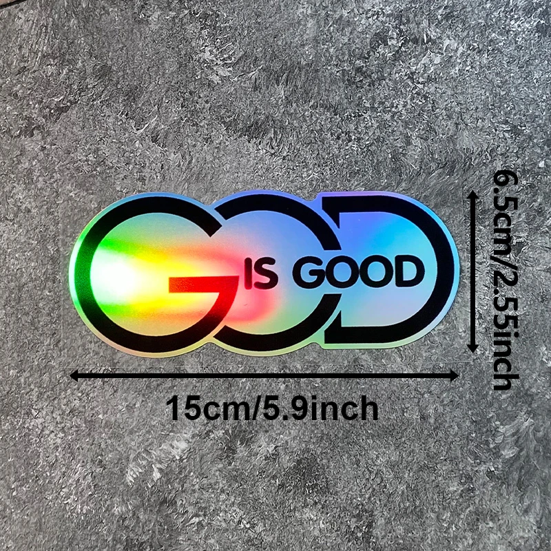 1PC GOD IS GOOD Motorcycle Vinyl Sticker, Waterproof Decal for Fuel Tank, Fairing, Helmet, Scooter Body, Religious Decor