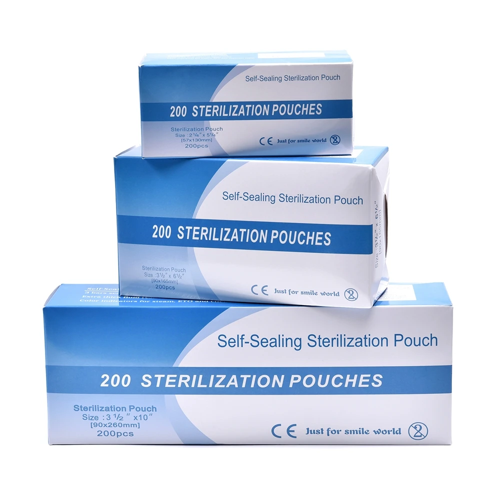 200PCS Self-sealing Sterilization Pouches Bags 3 Sizes for Nail Art Tool Disposable Manicure Care Treatment Clean Accessories