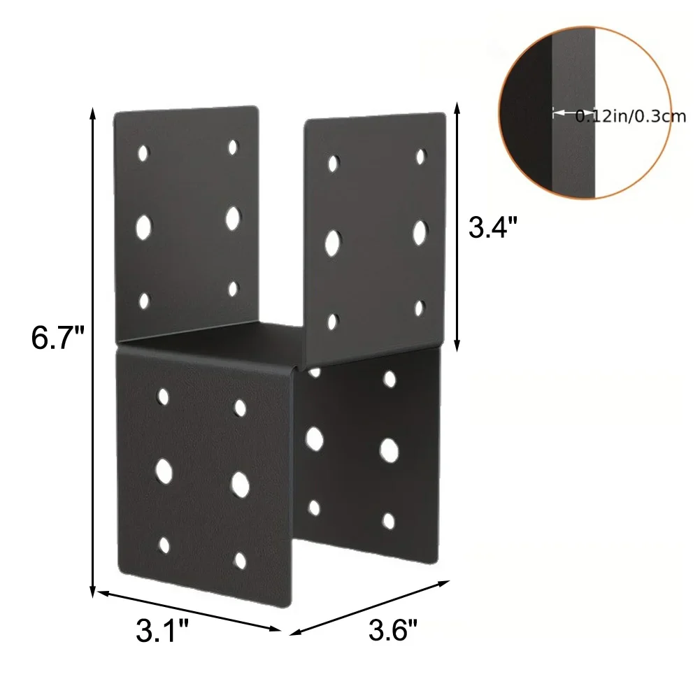 4Pack Steel Post Cap Set for 4x4 Wooden Posts Designed for Outdoor Use with 14 Gauge Steel and Protective Black Coating