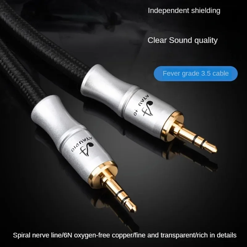 Cabo de áudio hifi 3.5mm jack 6n ofc 3.5mm macho para macho cabo aux de áudio para alto-falante de carro linha de fio cabos auxiliares