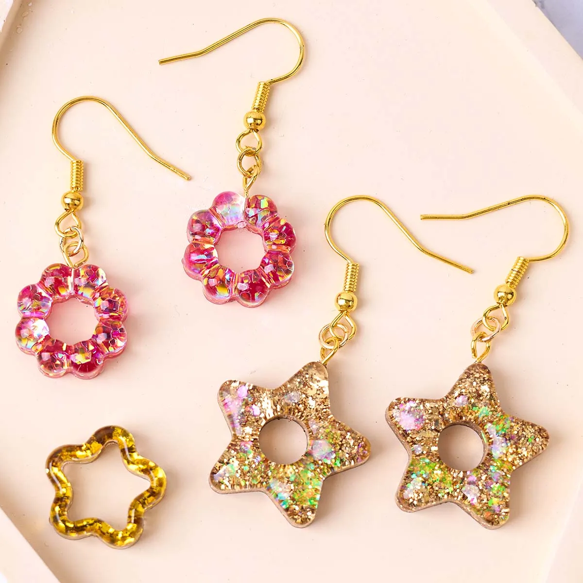 Multifuntional Jewelry Silicone Mold DIY Handmade Heart Star Flower Earrings Pendant Keychain Epoxy Resin Craft Casting Molds - view 3