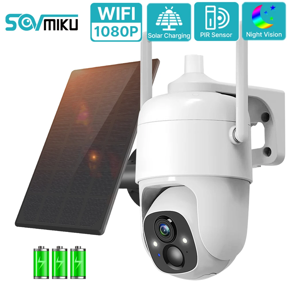 1080P WIFI Solar Camera PIR Motion Detection Security Video Surveillance PTZ Camera With Solar Panel 9000mAh Recharge Batteries