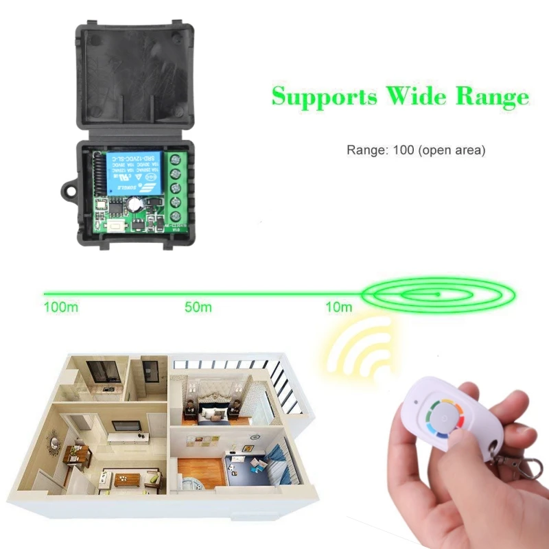 433Mhz Wireless Remote Control Switch DC 12V 1CH Relay Receiver Module and RF Transmitter Electronic Lock Control DIY Universal