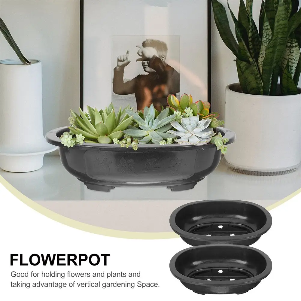 2Pcs Plastic Flower Pot Bonsai Container Large Plant Pots Outdoor Gardening Planter Home Balcony Garden SpaceSaving Practical