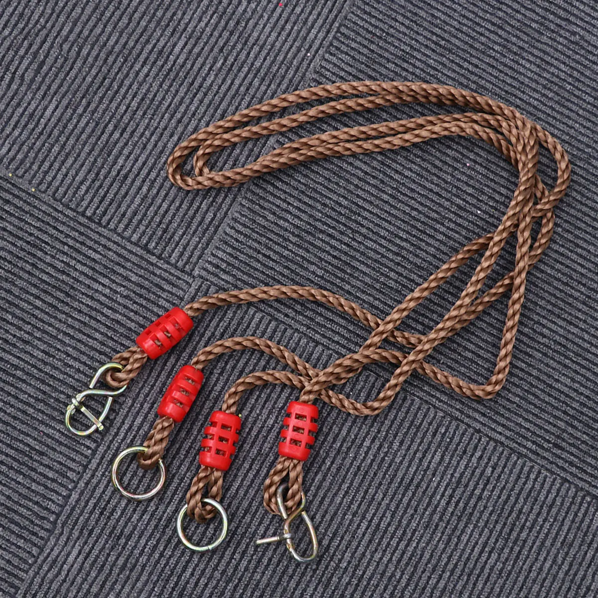 زوج من 1.8 متر حبل أرجوحة بني من البولي ايثيلين قابل للتعديل تحمل 300 كجم لشجرة شعاع سوينغ ملحقات ملعب للبالغين والأطفال