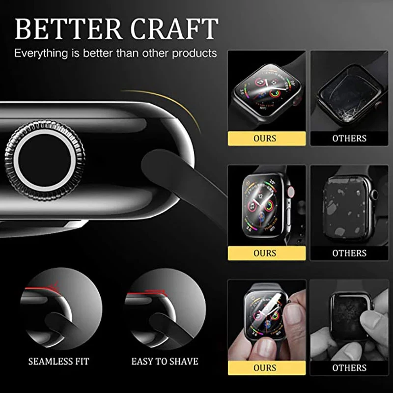 Soft Tempered Glass For Apple Watch 9 8 7 SE 6 5 4 45mm 41mm 44mm 40mm 42mm 38mm Screen Protector For iWatch Series Ultra 2 49mm