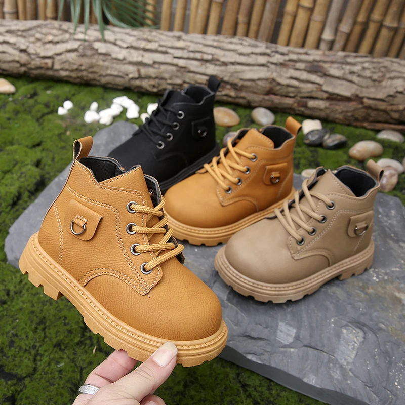 

Children Leather Boots Retro Soft Bottom Kids Ankle Boots Non-slip 2025 Autumn Winter New Boys Girls Short Boots Non-slip Trendy