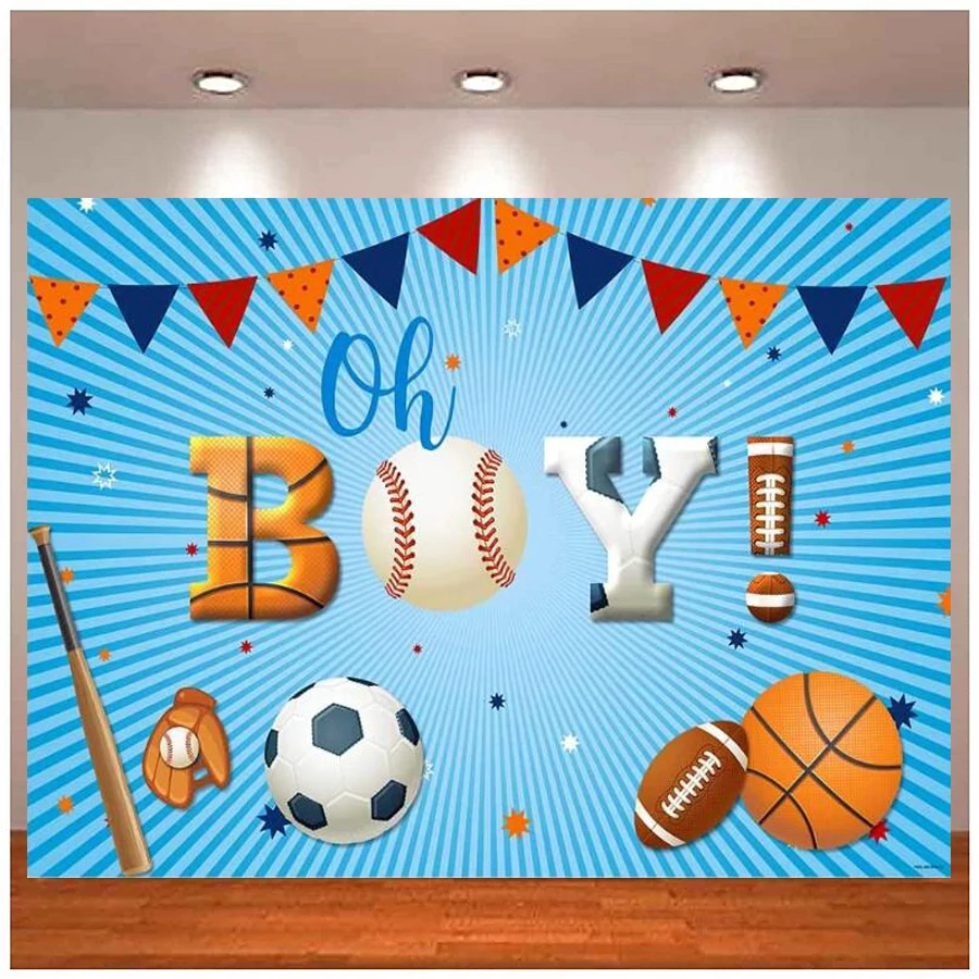 Sports Photography Backdrop For Boy Birthday Party Decoration Baseball Football Basketball Baby Shower Background Photo Booth