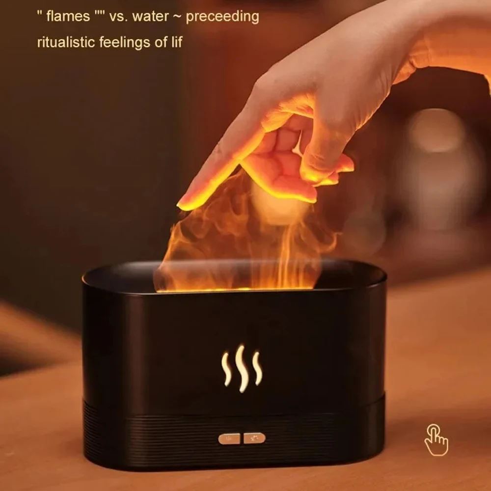 The latest RGB Flame Aromatic diffuser Humidifier USB desktop analog Light Aromatreatment Air Purifier Bedroom 7 color atomizer