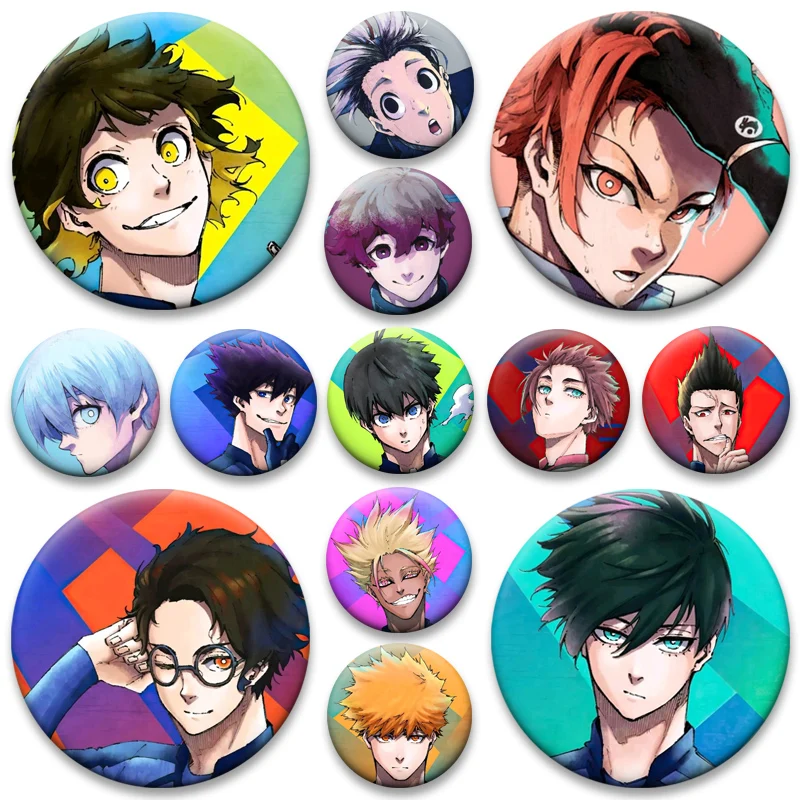 Lock All Staff Cartoon Pins Isagi Yoichi,Bachira Meguru,Chigiri Hyoma Brooches Rensuke,Rin Itoshi,Nagi Seishiro,Mikage Reo Badge