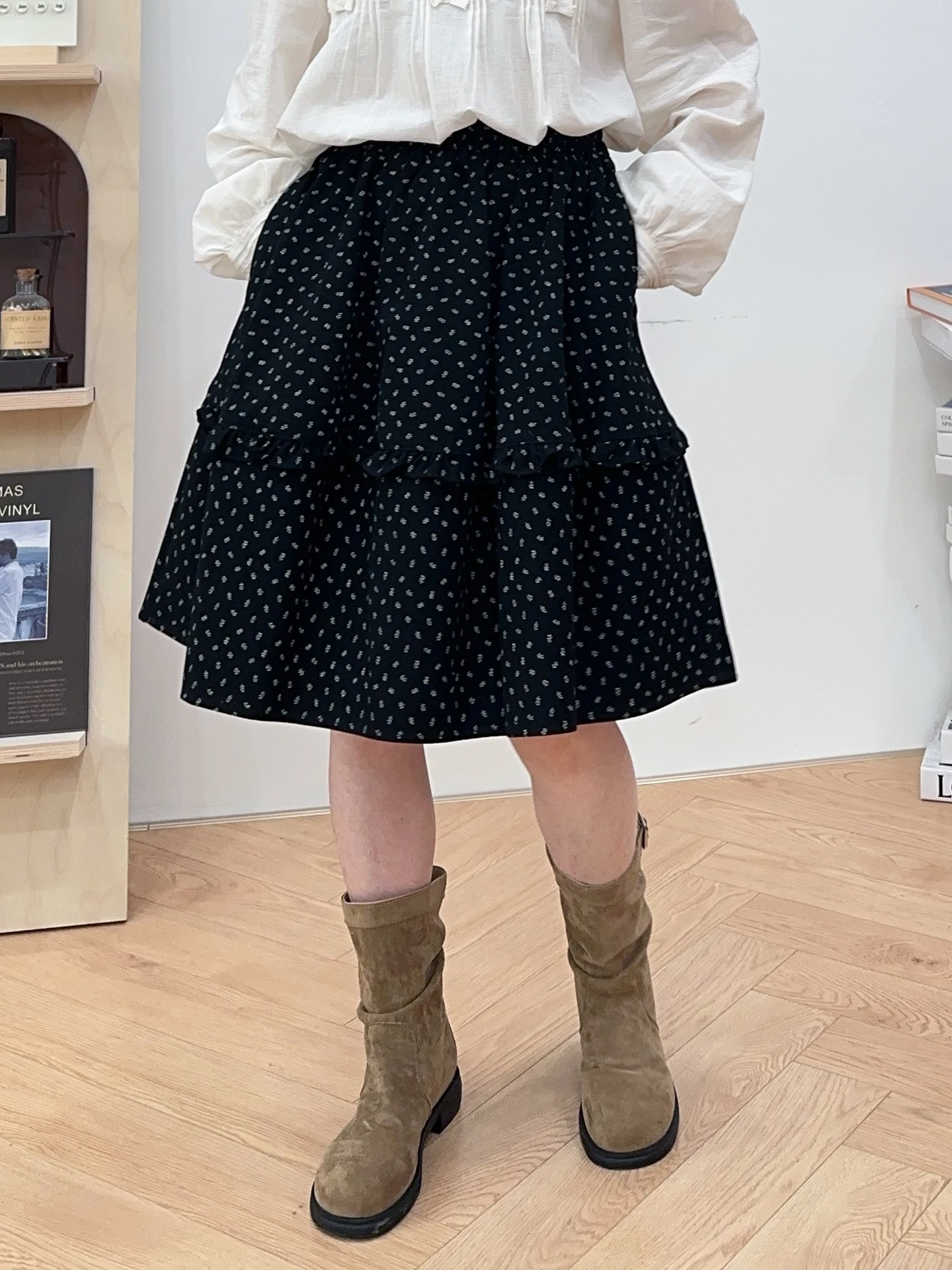 

High Waist Elastic Lace Floral Skirt Girl's Sensation Spring Summer Cotton Umbrella Skirt Loose Fit Easy to Wear And Care