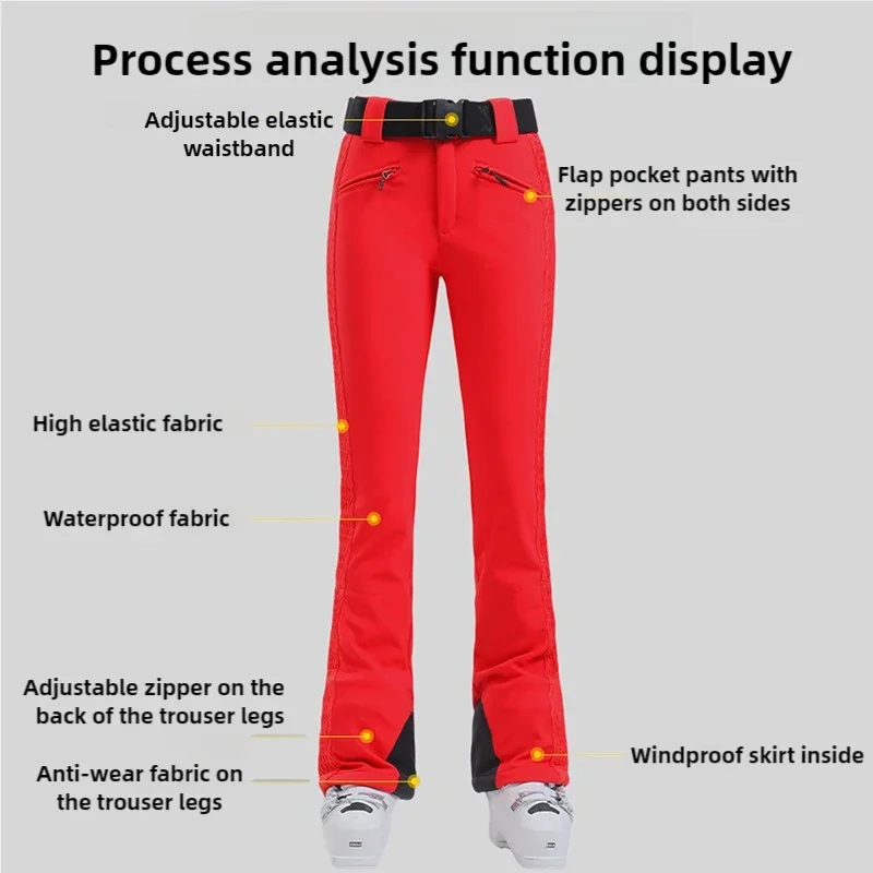 야외 방풍 스키 바지 여성 슬림 따뜻한 눈 바지 새로운 탄력 스노우 보드 의류 여성 겨울 방수 브리치