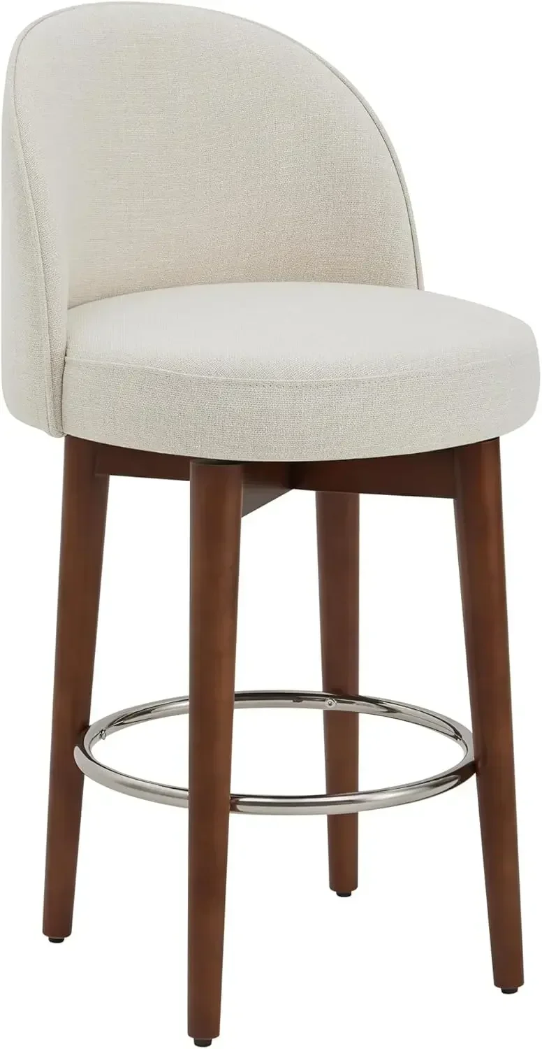 XMSJ. Ensemble de 2 tabourets de bar à hauteur de comptoir, tabourets de bar pivotants certifiés FSC pour îlot de cuisine, hauteur d'assise de 26,4 po de hauteur, tissu, lin