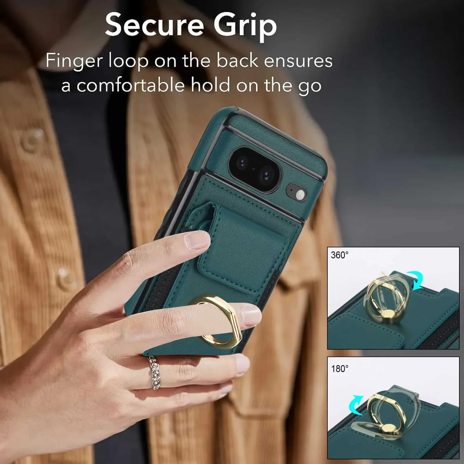 For Google Pixel 9 Pro XL Case Shockproof Wristband Ring Bracket Cover for Google Pixel 8 Pro 8A Wallet Leather Protective Case