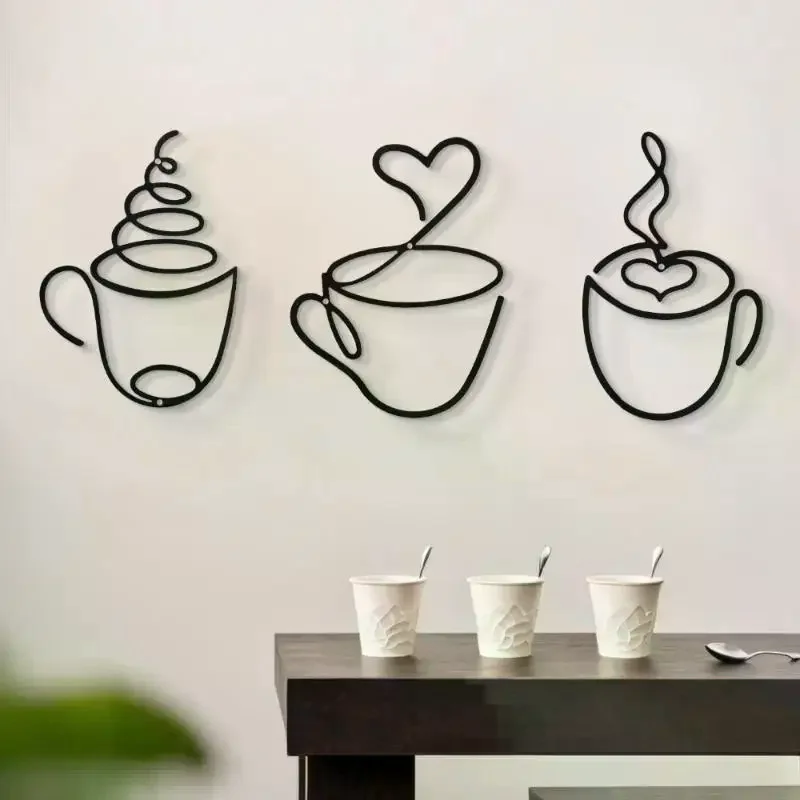 1PC Creative Coffee Wall Hangings Coffee Shop Decorations Interior Wall Decorations Wall Hanging Iron Paintings