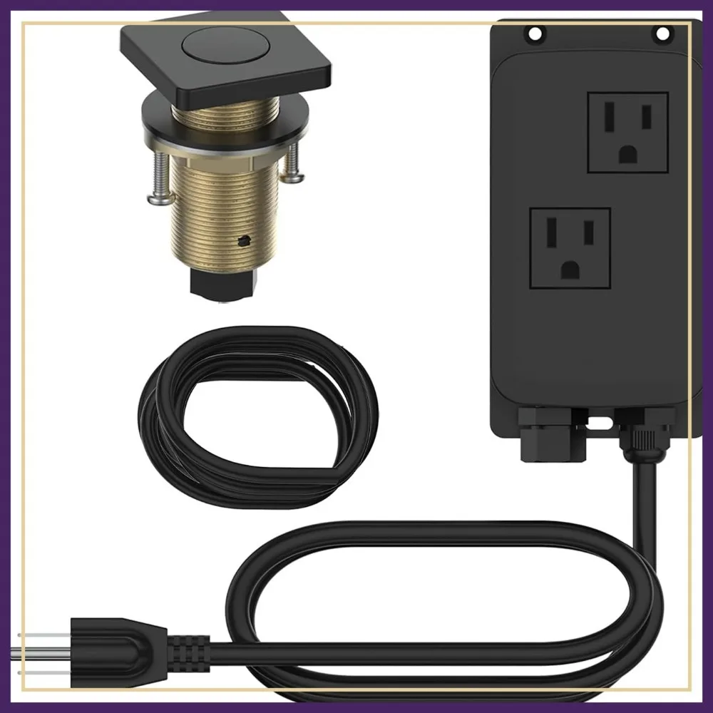 

Square Garbage Disposal Air Switch Kit, Sink Top Push Button for Waste Disposer, Safe for Wet Hands, Matte Black