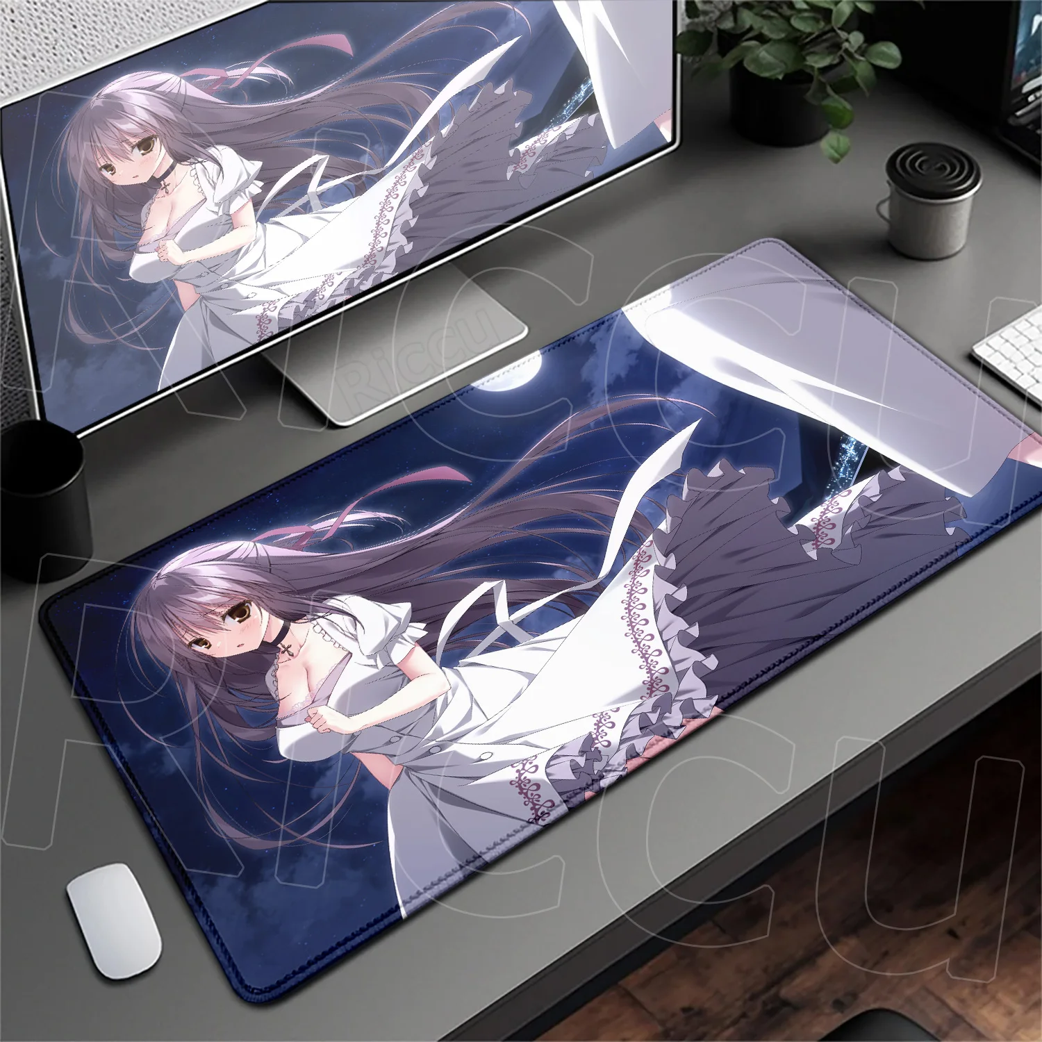 The tear flows because of tenderness Game Long Desk Mat HD  Rubber Cushion Game Anti-slip Mousepad Large Computer Keyboard Mat