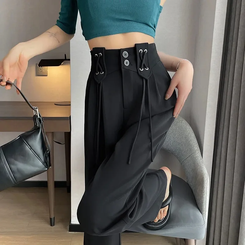 2023 Summer New Women's Wear Drop Feel Floor Sweeping Versatile High Waist Narrow Edition Casual Pants Blazet Wide Leg Pants