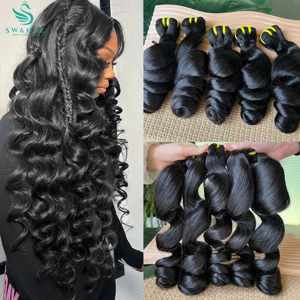 

Свободные волнистые пучки необработанных человеческих волос, пучки свободного плетения 1/3/4/шт. в партии, натуральные черные человеческие волосы для женщин