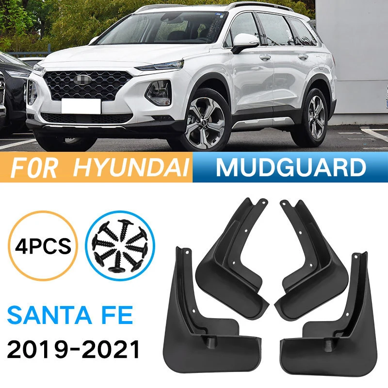 

1 Set for Hyundai Santa Fe TM 2019-2021 Car Front Rear Wheels Mudguards Splash Guards Protector Cover Kit