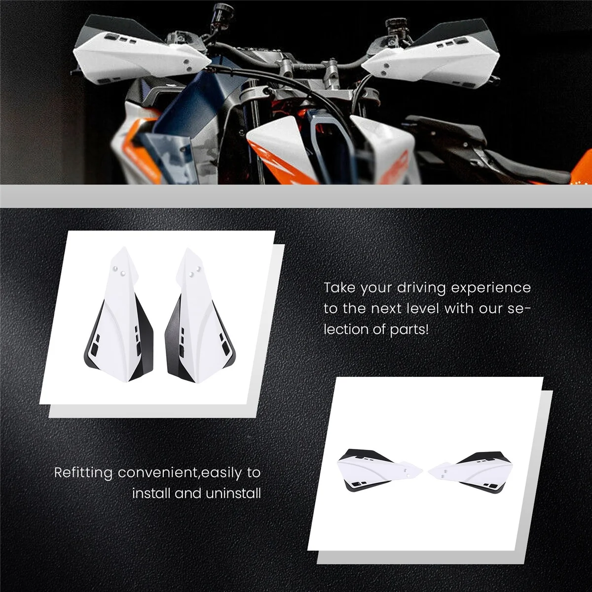 White Universal Motorcycle Handguard Motocross Hand Guard Protector for Motorcycle 22mm Handlebar Protector