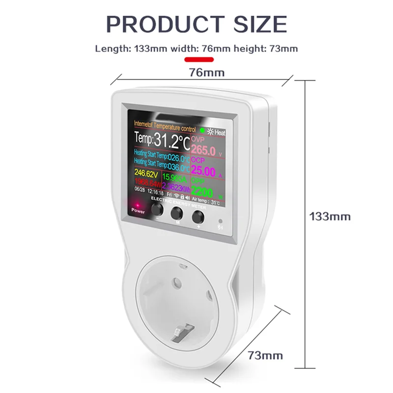 ABGR-2X تويا واي فاي ترموستات المقبس 16A AC220V الرقمية متحكم في درجة الحرارة المقبس منفذ الموقت التبديل الاستشعار الاتحاد الأوروبي التوصيل