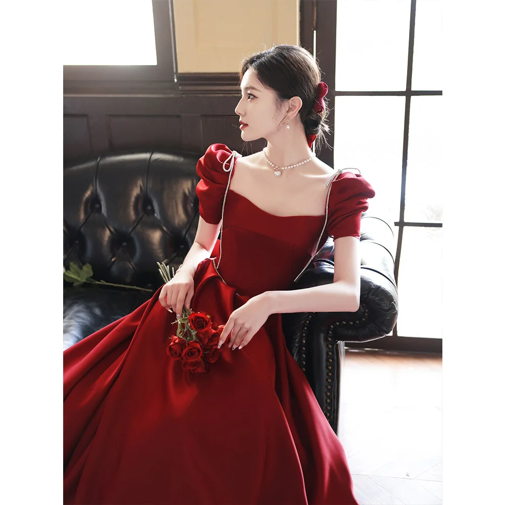 

Bride new satin simple temperament toast clothing