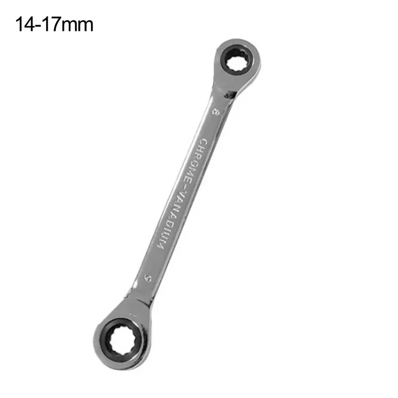 Chrome Vanadium Ring Double Head Ratchet Wrench Reversible 8-10-12-14-17-19mm Ratchet Combination Spanner Set