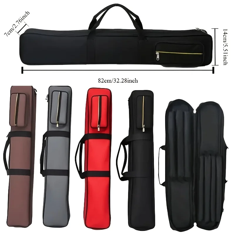 4 قطع من غطاء البلياردو الفاخر من قماش أكسفورد مع جيب بسحاب، تصميم ذو 7 فتحات يمكن أن يستوعب 3 رؤوس و4 أعواد جديلة