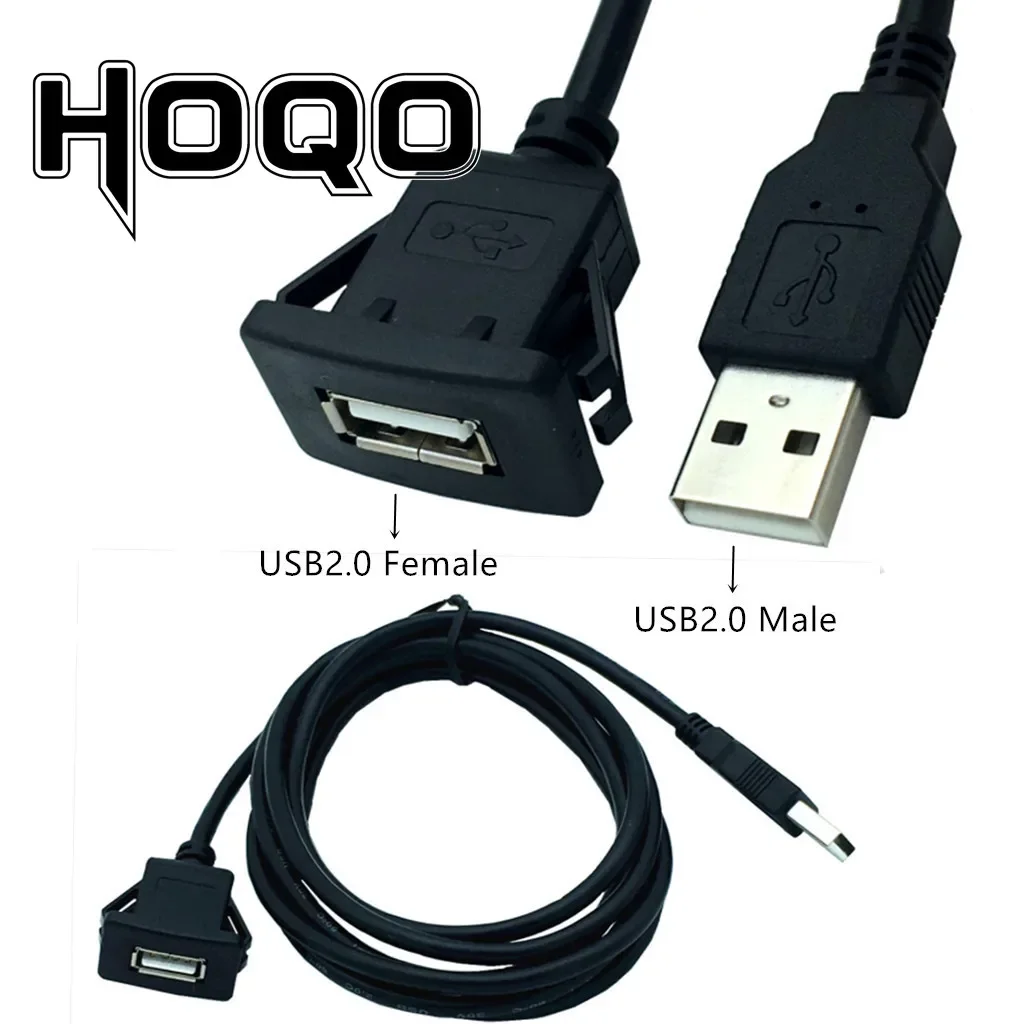 USB 2.0 Car dashboard Extension cable USB square buckle panel Extension cable ,Extension Lead For Car