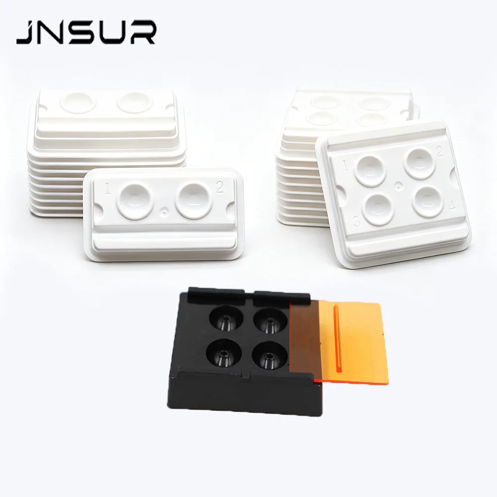 JNSUR 10-50 pièces Bac de mélange jetable pour prothèses dentaires, 4/2 trous, Boîte de mélange, Bac de mélange occultant, Matériel de laboratoire pour dentistes