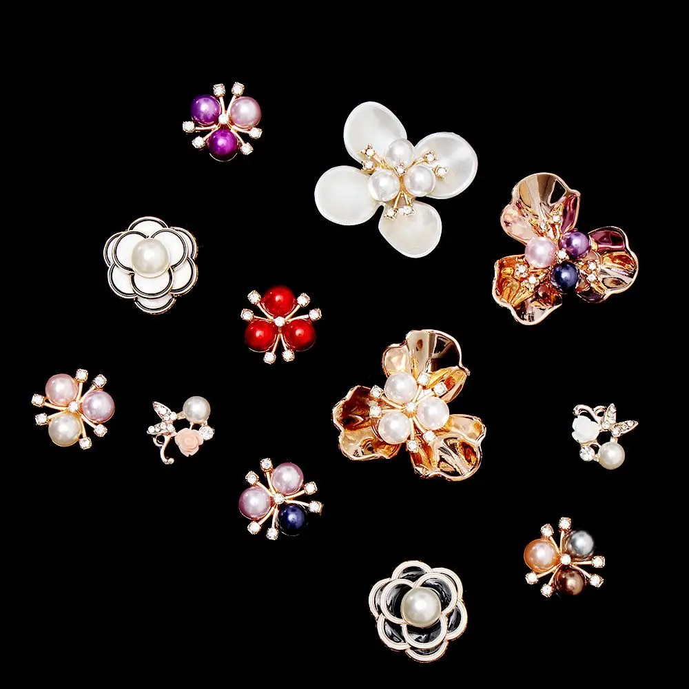 10 pezzi bottoni di strass fiore di perle forcine di cristallo scintillante bottone Flatback decorazione abiti da sposa accessori per cucire