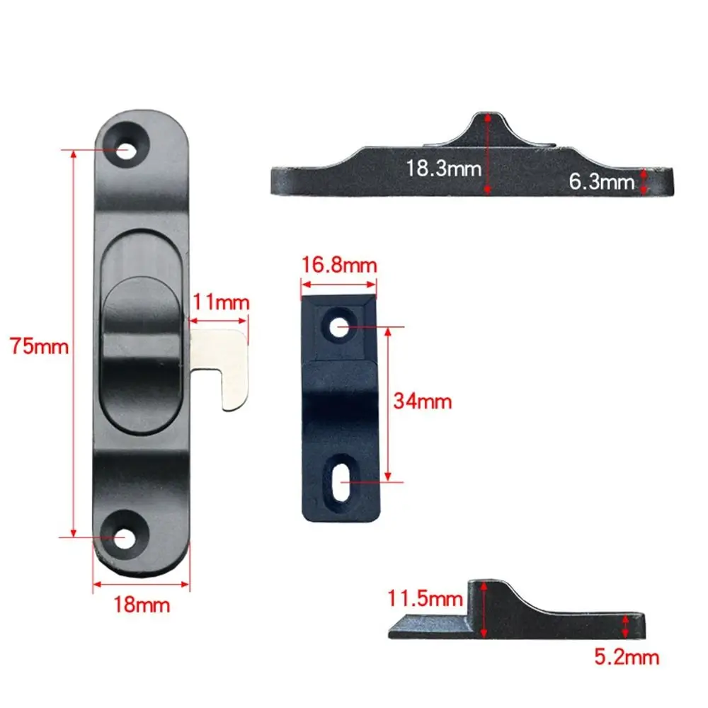 Sliding Pull Door Lock Anti Theft Window Hook Lock Buckle Multifunctional Aluminium Alloy Push-Pull Window Lock Hardware