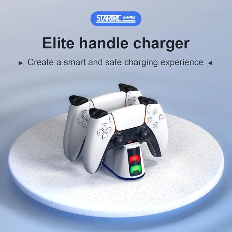 

Зарядное устройство Elite с ручкой для PS 5/Slim, двойной контроллер, светодиодный дисплей, база для быстрой зарядки, аксессуары для PS5